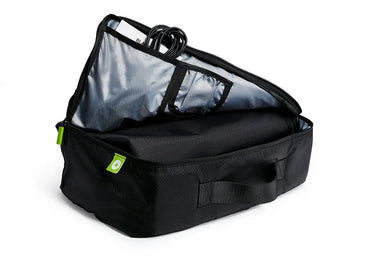 Blackroll compression boots 2.0 pictured in carry bag with charging cable.