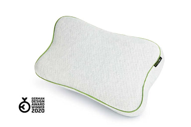 White Blackroll pillow with a green border on a white background, featuring a German Design Award 2020 badge.
