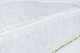 Close up showing the zip and material of a Blackroll pillow case.