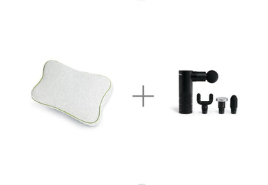 Blackroll recovery pillow and a fascia massage gun with 4 separate attachments for targeting different areas.