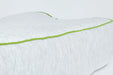 Close up of Blackroll recovery pillow showing the material and the green border.
