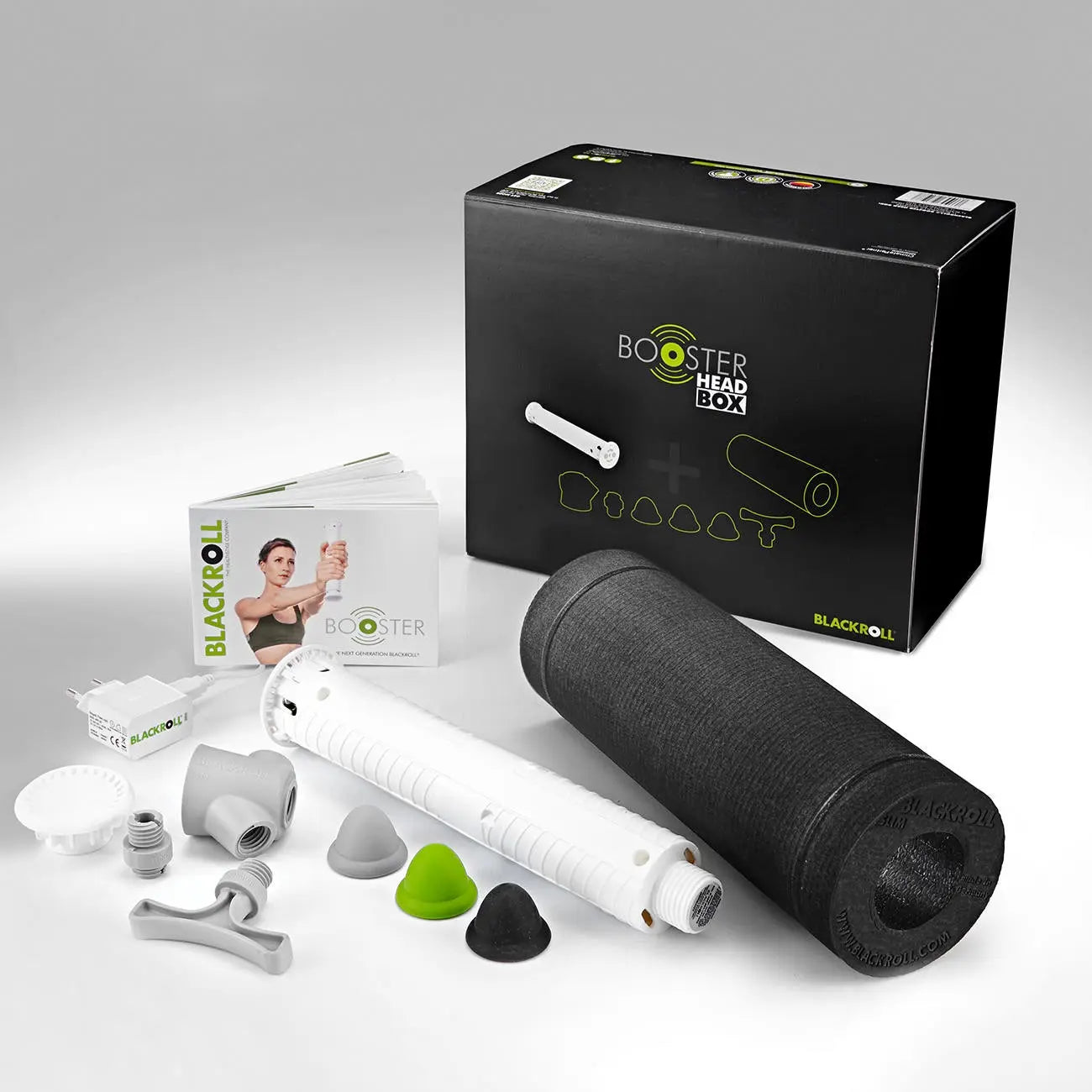 BLACKROLL® BOOSTER HEAD BOX | Vibrating Massager With Attachments & Slim Foam Roller BLACKROLL® Australia