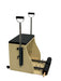 Wooden Pilates Wunda Chair with black background.