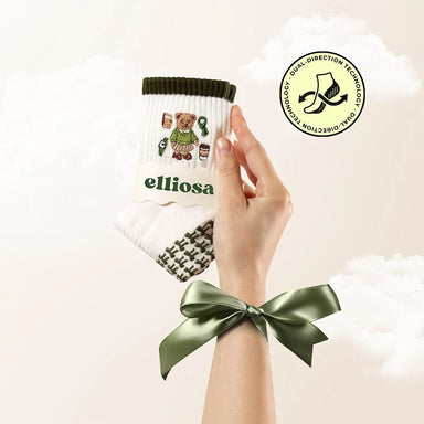 Elliosa Dual Direction grip socks Beary Matcha