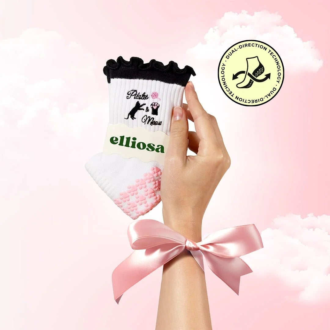 Elliosa Dual direction grip socks pilates and meow. 