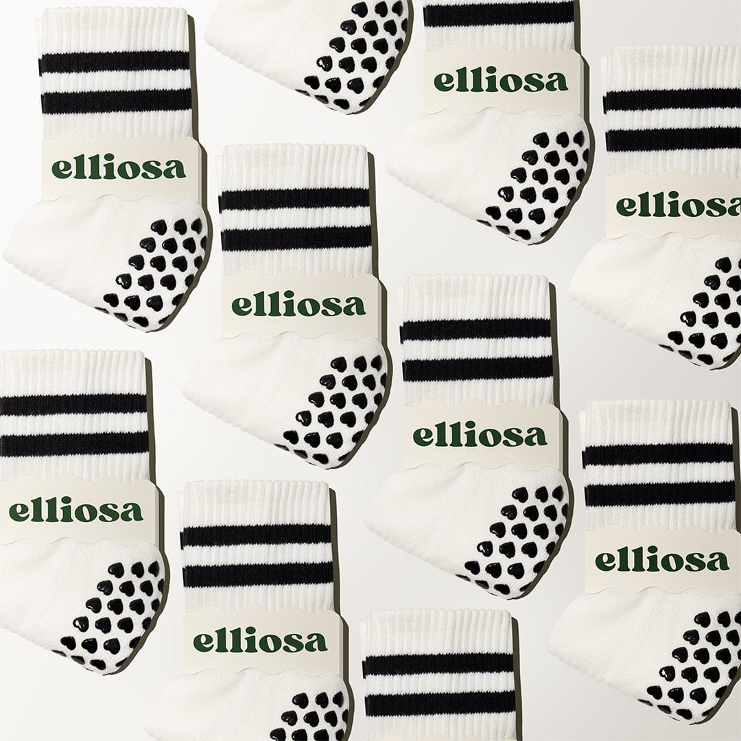 Elliosa dual direction grip socks in coconut cream in a pattern