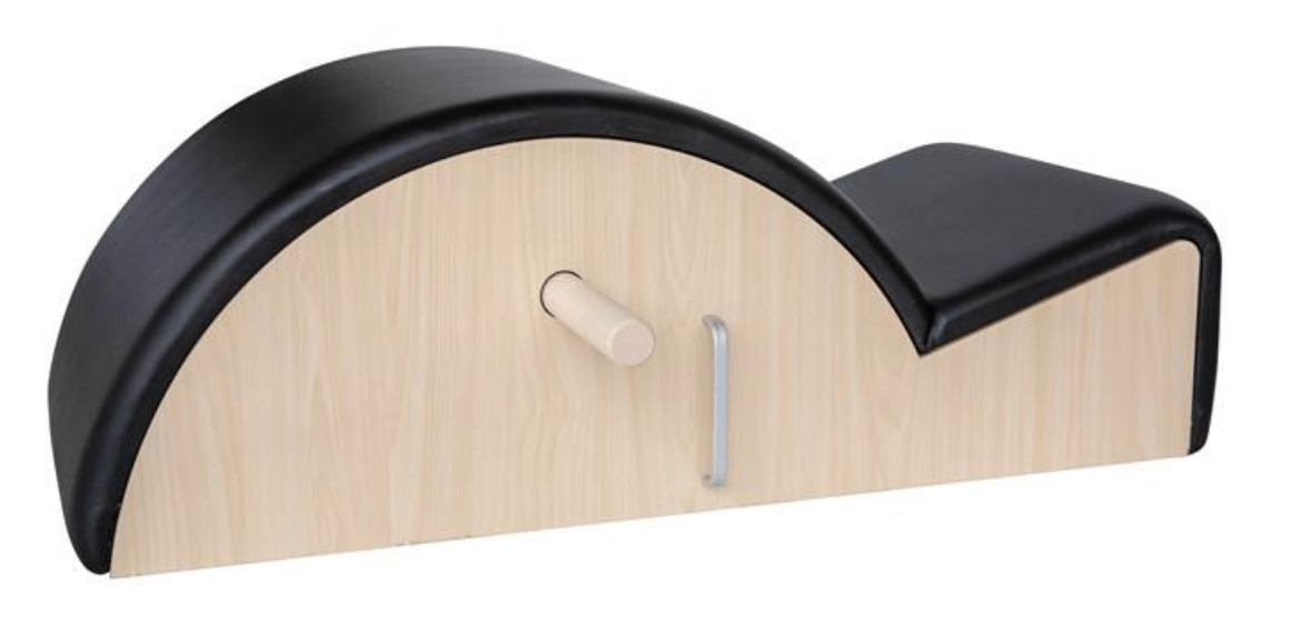 Wooden spine corrector by The Core Collab with black upholstery.