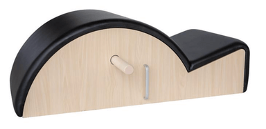 Wooden spine corrector by The Core Collab with black upholstery.