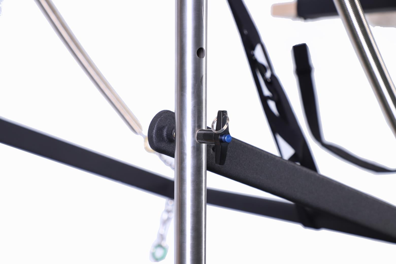 Close-up of the trapeze frame with clip on a white background