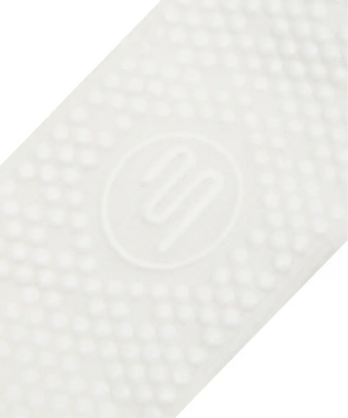 Sole view of white grip socks with white grips and MoveActive logo.
