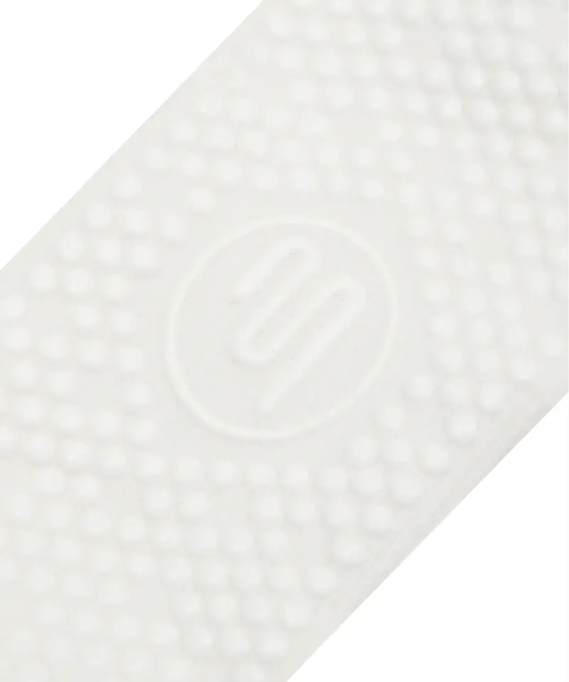 Sole view of white grip socks with white grips and MoveActive logo.