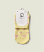 Yellow grip socks with small pink flowers in white sleeve packet with MoveActive logo.