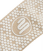 Close up of the sole of moveactive grip socks in beige colour with white grips and white logo.