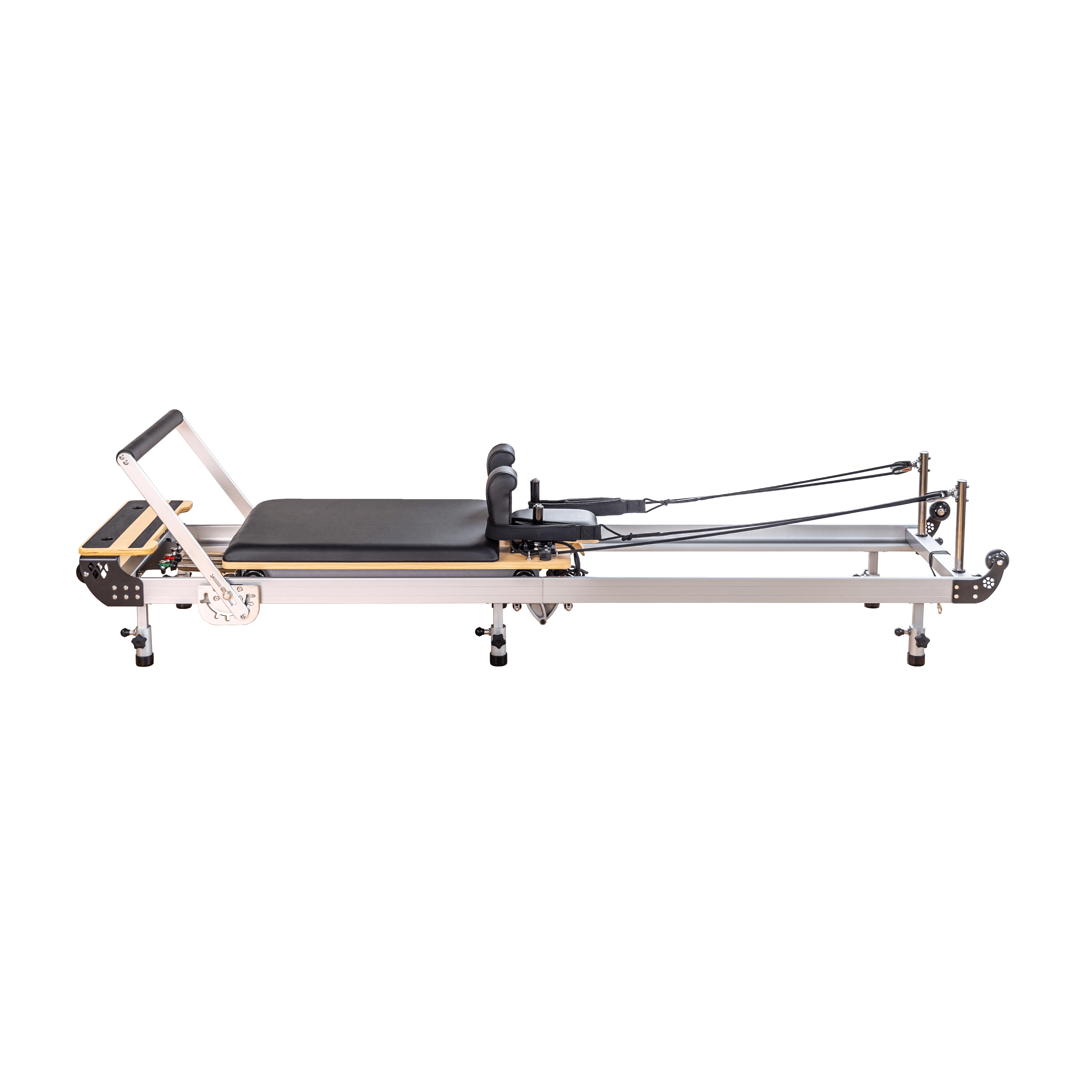 Reformer pilates machine with no background.