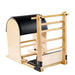 Premium Ladder Barrel angled view showing black upholstery and light coloured timber.