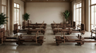 8 Core Collab Sculptformers in brown in a studio setting with large windows and high ceilings.