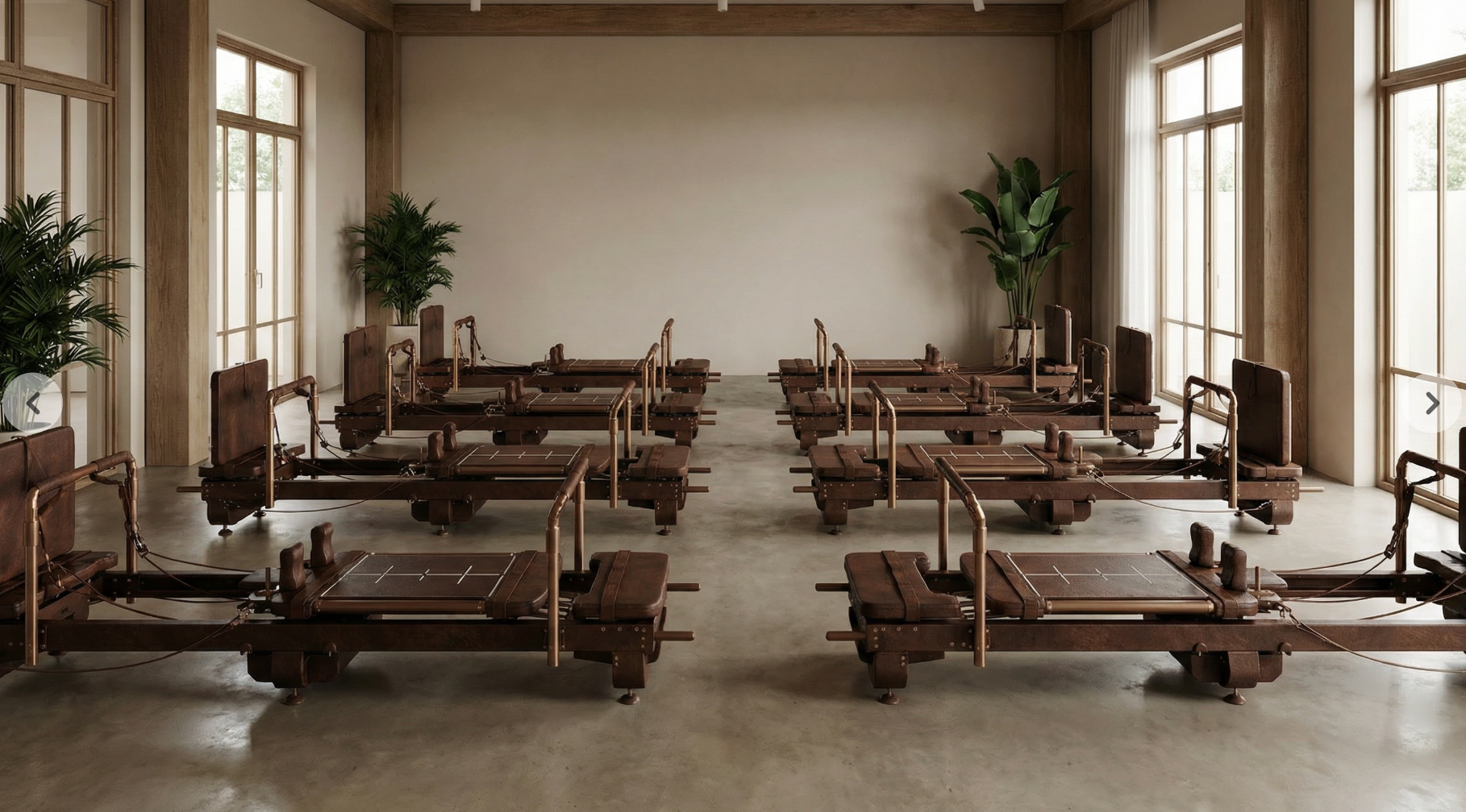 8 Core Collab Sculptformers in brown in a studio setting with large windows and high ceilings.