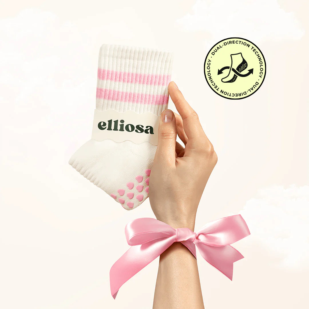 Elliosa Dual-Direction Grip Stripes Socks - Cream Cloud