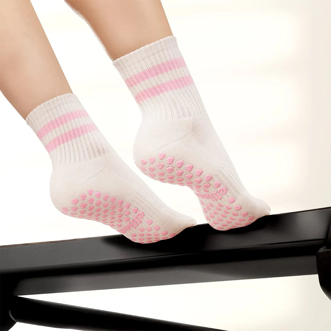 Elliosa Dual-Direction Grip Stripes Socks - Cream Cloud