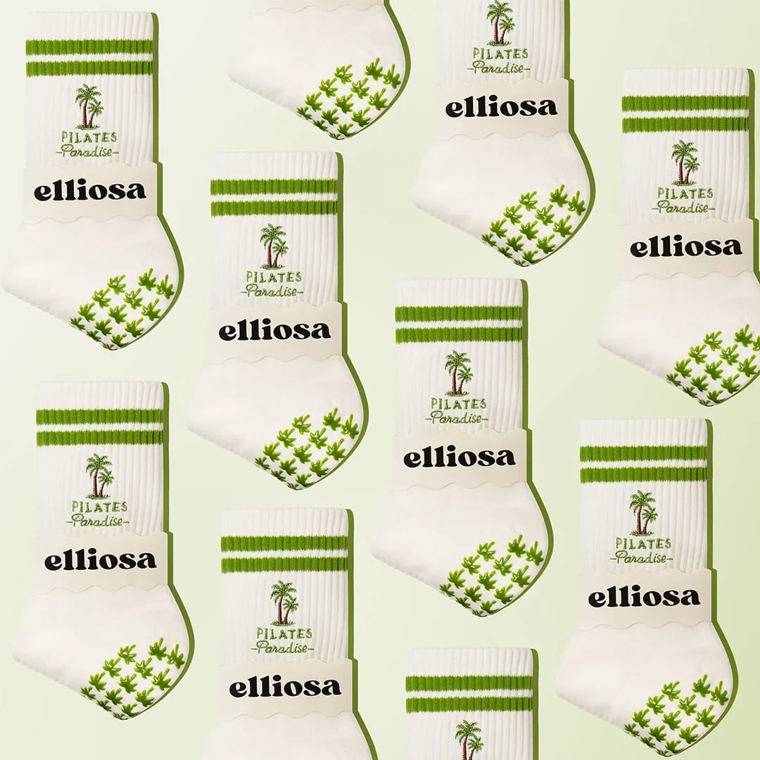 Elliosa Pilates Paradise socks arranged in pattern